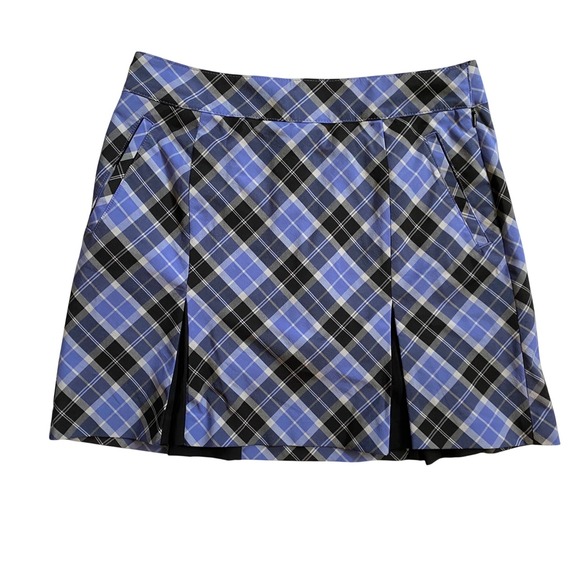 Izod Golf Pants - IZOD Golf Womens Plaid Pleated Skort Blue Black White Size 6 EUC